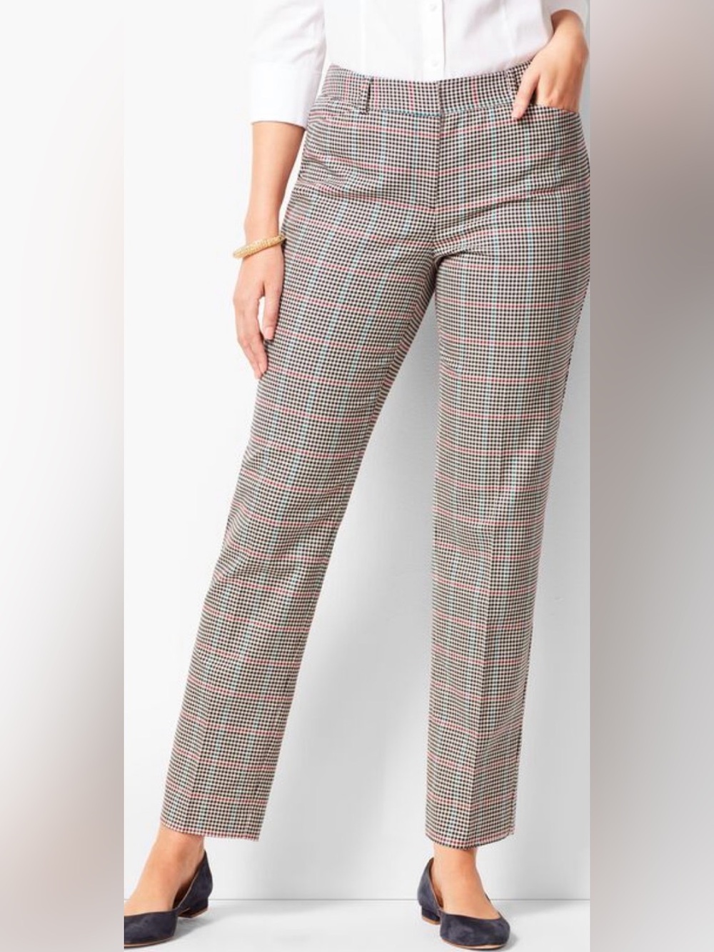 Talbots Hampshire Ankle Pants, Size 14, NWOT Houndstooth Plaid